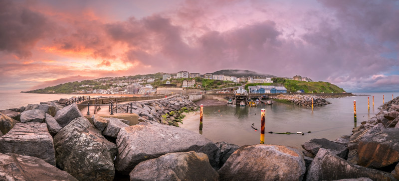 z3059 Summer Sunset, Ventnor Harbour - Ventnor to St Catherine's inc Bonchurch, Whitwell & the Undercliff