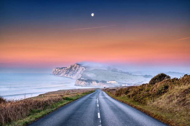 z4222 Early Morning Light over Freshwater and Tennyson - Freshwater Bay to Colwell Bay inc the Needles