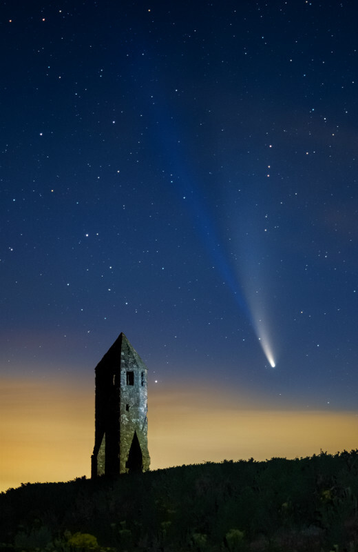 z3661 Comet Neowise over St Catherine's Oratory - Blackgang to Compton inc Brighstone, Shorwell & West Wight