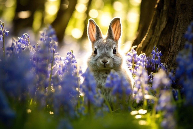 pr012 Hide and Seek through the Bluebells - Photorealism Gallery