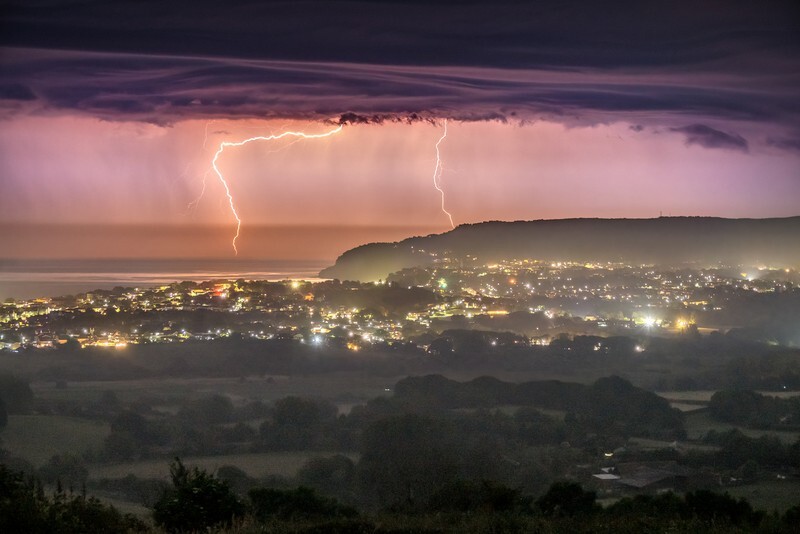 z4187 Distant Storm taken from Brading Down - The