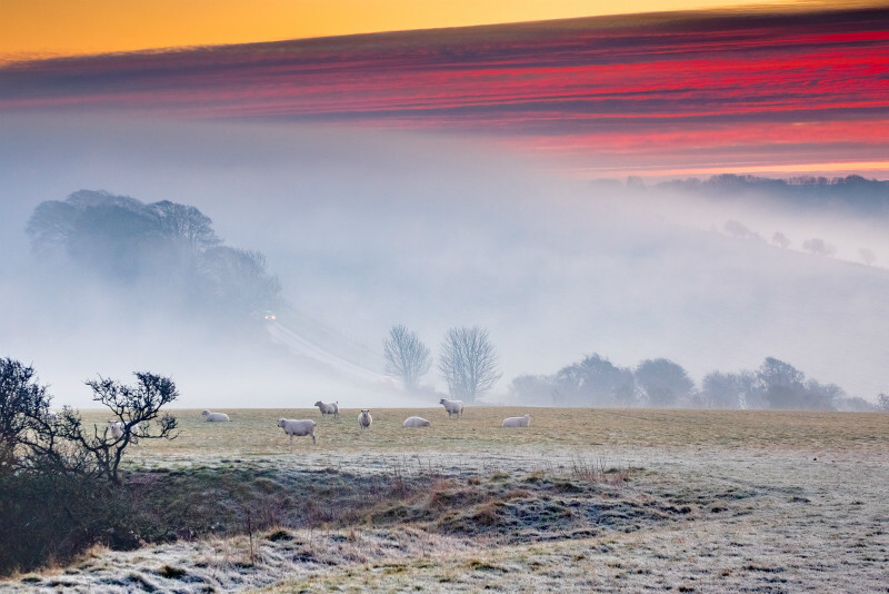 z3595 Nunwell Down Misty Sunrise - East Cowes to Ryde inc Haventstreet, Ashey, Wooton & Binstead