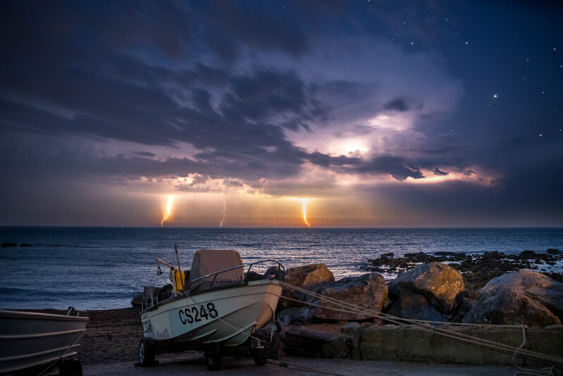 z3479 Distant Storm from Steephill Cove - The