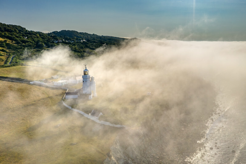 z3471 St Catherine's Lighthouse in the Fog - 'Aerial Visions Photography' showing the beautiful IOW from the air
