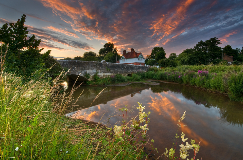 z1884 River Yar at Sunset, Alverstone - Sandown, Shanklin, Luccombe and Wroxall