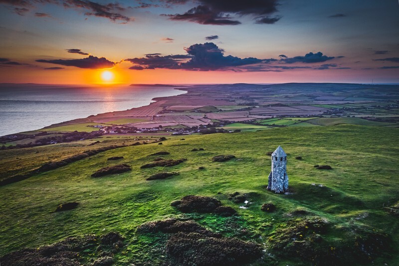 z3925 Sunset, St Catherine's Oratory - Ventnor to St Catherine's inc Bonchurch, Whitwell & the Undercliff