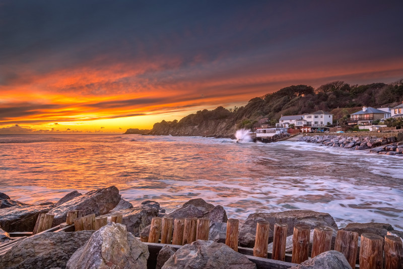 z3143 Warm Sunset on a Cold Day, Steephill Cove - Ventnor to St Catherine's inc Bonchurch, Whitwell & the Undercliff