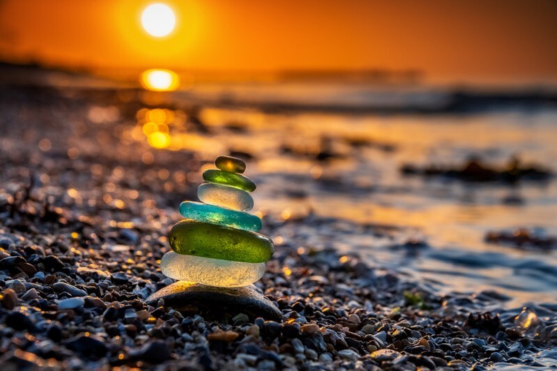 z4186 Seaglass Sunset, Appley Beach in Ryde - East Cowes to Ryde inc Haventstreet, Ashey, Wooton & Binstead
