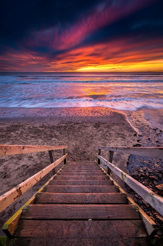 z4136 Compton Bay Sunset - Blackgang to Compton inc Brighstone, Shorwell & West Wight