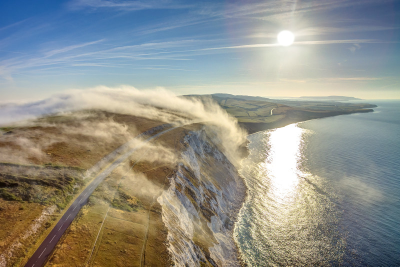 z3293 Flowing Fog over West Wight - 'Aerial Visions Photography' showing the beautiful IOW from the air