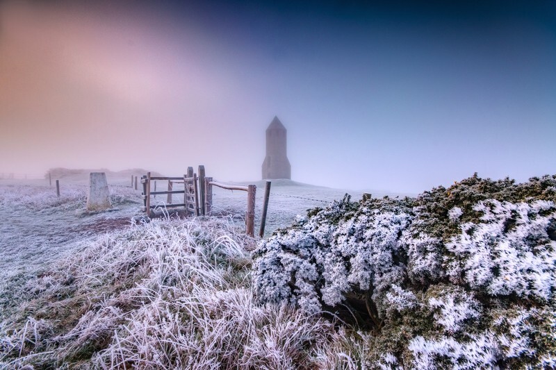 z4231 St Catherine's Oratory in the Winter Mist - Blackgang to Compton inc Brighstone, Shorwell & West Wight