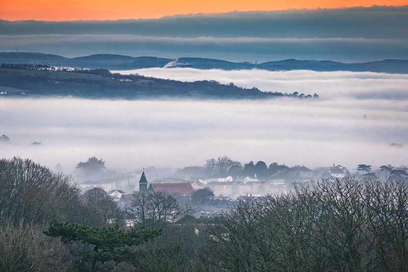 z4115 Morning Fog over Shanklin - Sandown, Shanklin, Luccombe and Wroxall