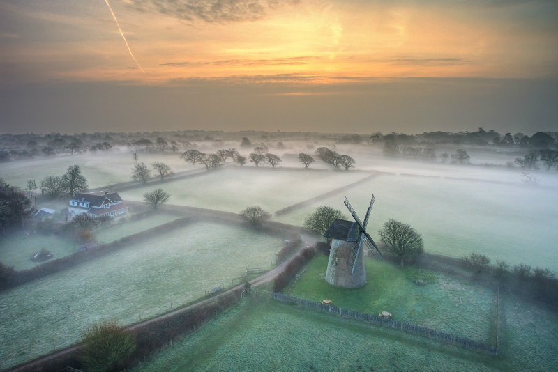 z2880 Ethereal Dawn, Bembridge Windmill - 'Aerial Visions Photography' showing the beautiful IOW from the air
