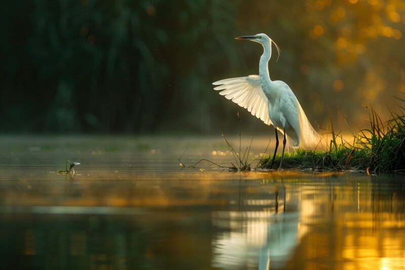 pr120 Egret Reflections - Photorealism Gallery