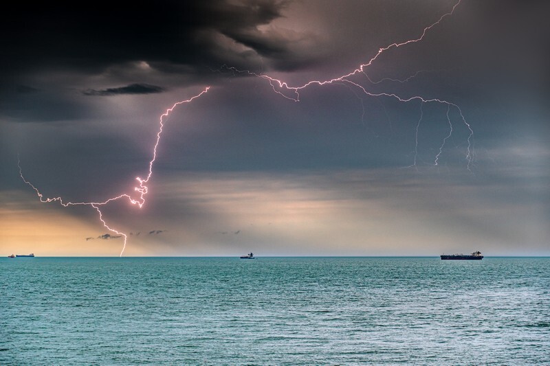 z4075 Evening Storm off of Sandown Bay - The
