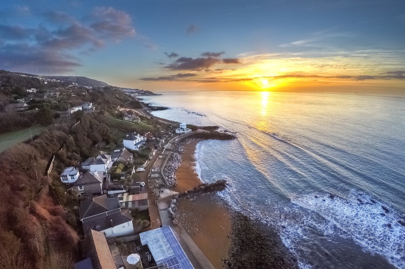 z2643 Steephill Cove at Sunrise - 'Aerial Visions Photography' showing the beautiful IOW from the air