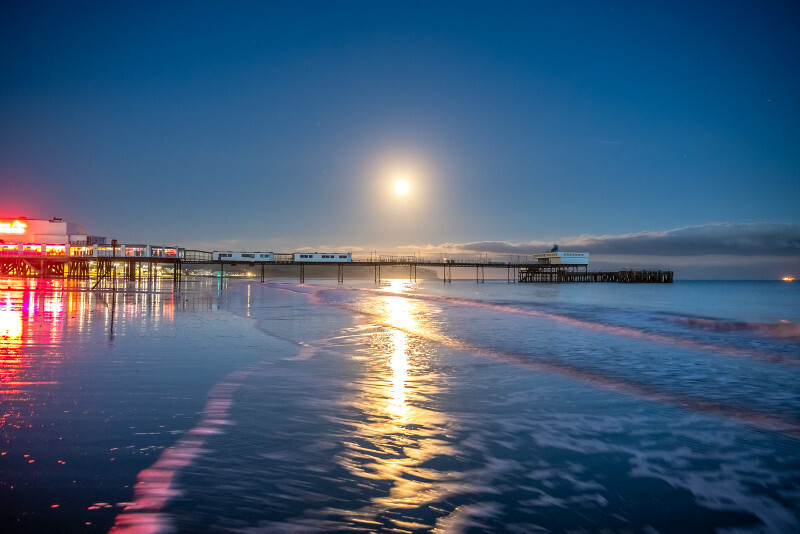 z3583 Sandown Pier, Moonrise - Sandown, Shanklin, Luccombe and Wroxall