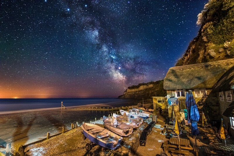 z2769 The Milky Way over Fishermans Beach in Shanklin - Sandown, Shanklin, Luccombe and Wroxall