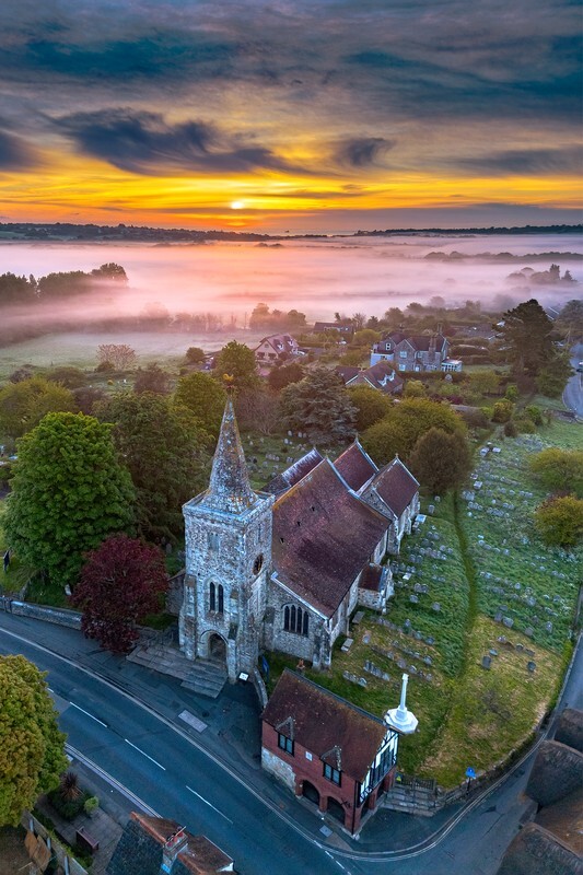 z4267 Misty Sunrise over Brading - Seaview to Bembridge, Whitecliff Bay and Brading