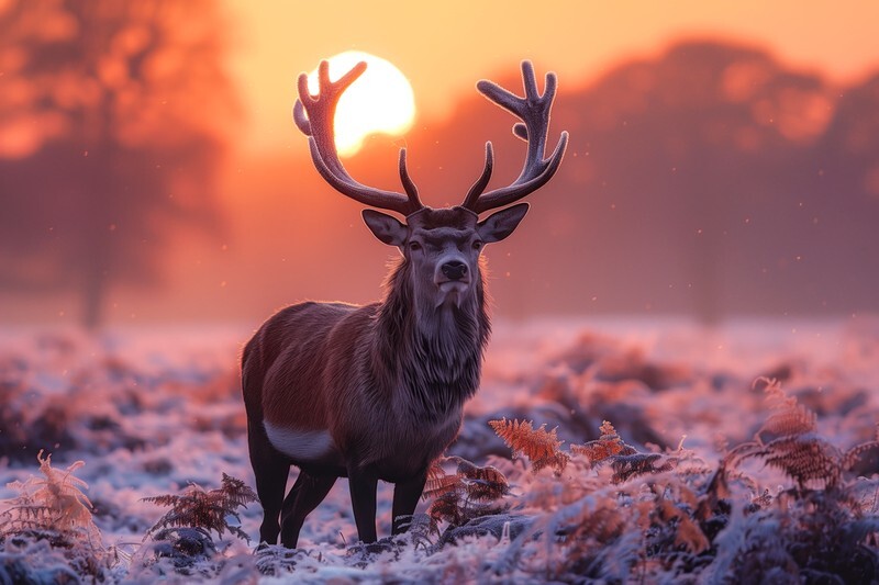 pr112 Frozen Heathland Stag - Photorealism Gallery