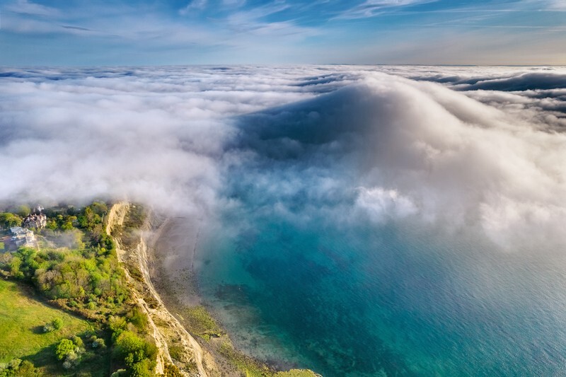 z4031 Flowing Fog over Luccombe - Sandown, Shanklin, Luccombe and Wroxall
