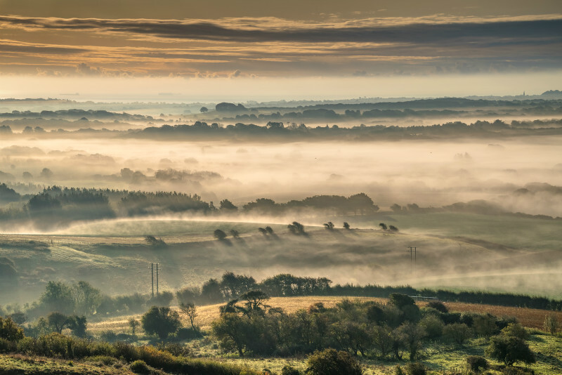 z3525 The First Autumn Mist, Newchurch and beyond - 'Aerial Visions Photography' showing the beautiful IOW from the air