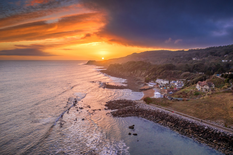 z3374 Steephill Covee at Sunset - 'Aerial Visions Photography' showing the beautiful IOW from the air