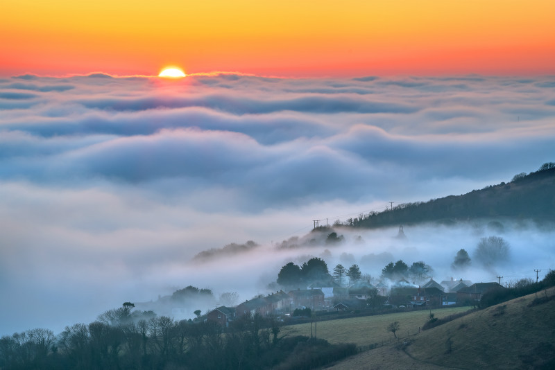 z3030 Sea Fog at Sunset, Ventnor - Ventnor to St Catherine's inc Bonchurch, Whitwell & the Undercliff