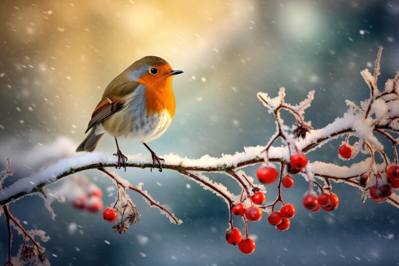 pr063 A Well Fed Winter Robin - Photorealism Gallery