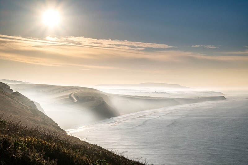 z4374 Morning Mist over Compton Bay - Blackgang to Compton inc Brighstone, Shorwell & West Wight