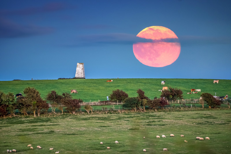 z3276 Moonrise over Ashey Down - East Cowes to Ryde inc Haventstreet, Ashey, Wooton & Binstead
