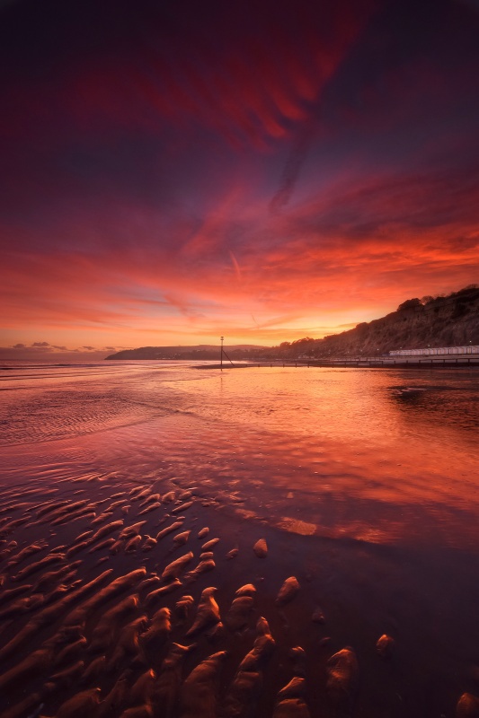 z2598 Sunset, Sandown beach - Sandown, Shanklin, Luccombe and Wroxall