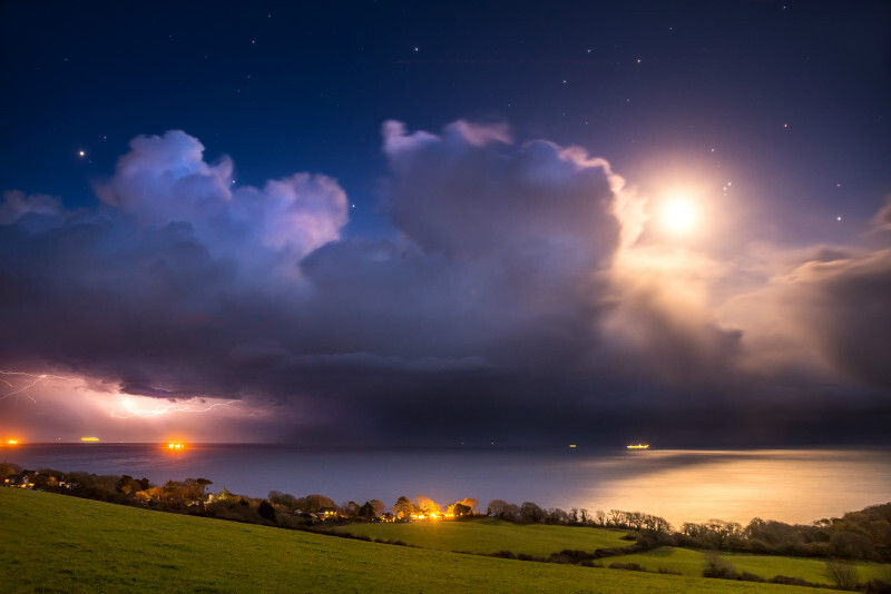 z3540 Storm under Moonlight from Luccombe - Sandown, Shanklin, Luccombe and Wroxall