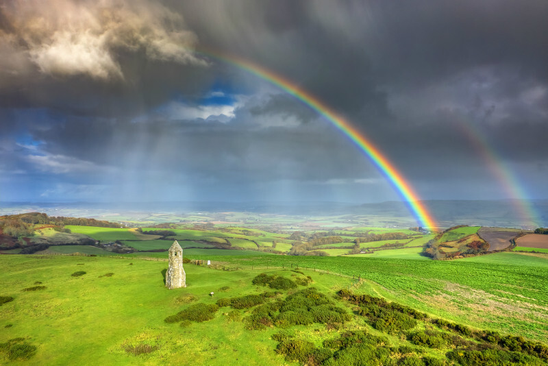 z3538 Passing Showers, St Catherine's Oratory - 'Aerial Visions Photography' showing the beautiful IOW from the air