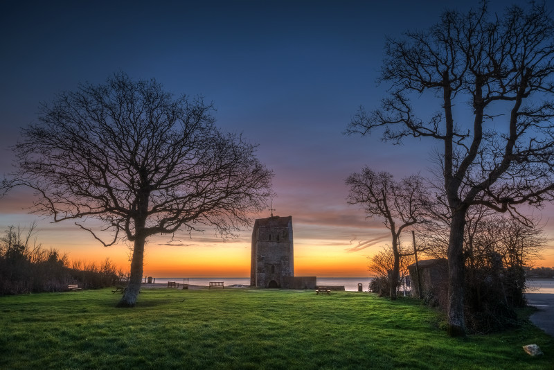 z3022 St Helens old Church at Dawn - Seaview to Bembridge, Whitecliff Bay and Brading