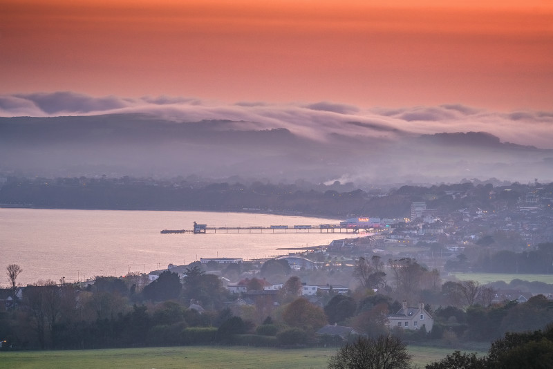 z3165 Evening Mist over Shanklin Down - Sandown, Shanklin, Luccombe and Wroxall