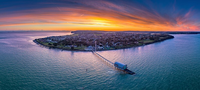 z4230 Sunset over Bembridge - Seaview to Bembridge, Whitecliff Bay and Brading