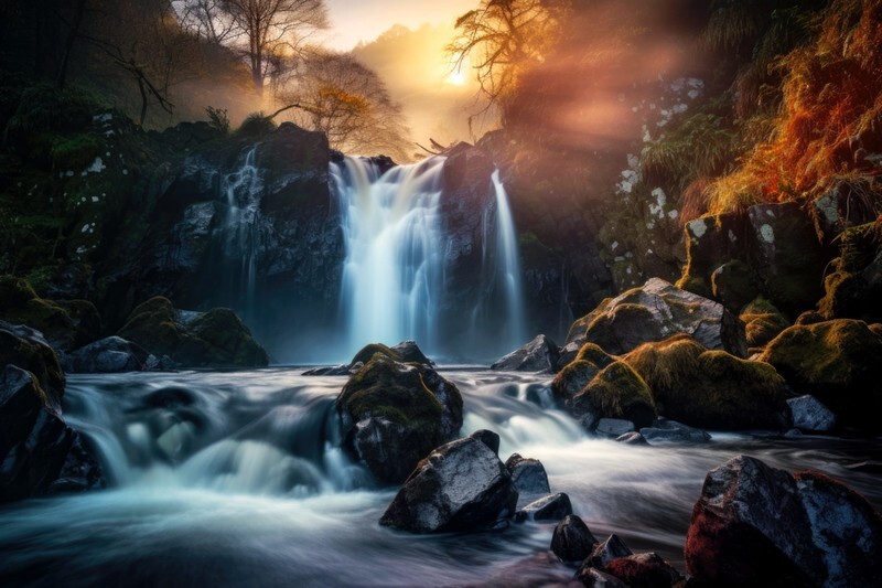 pr138 Sunrise Waterfall Brecon Beacons inspired - Latest Photorealism images