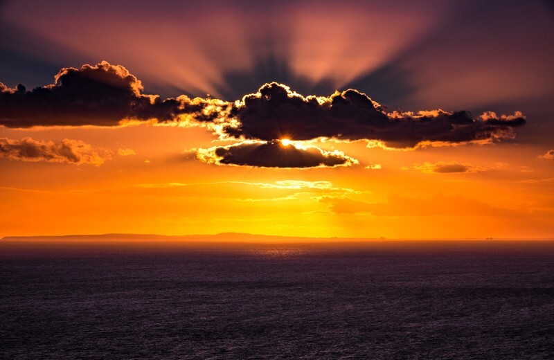 z3763 Evening Light over the English Channel - Blackgang to Compton inc Brighstone, Shorwell & West Wight