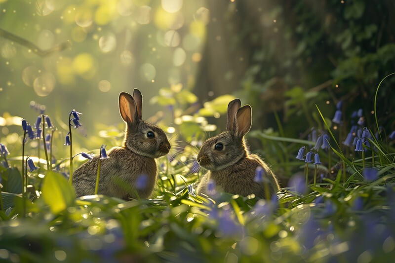 pr109 Spring Bunnies in the Bluebells - Latest Photorealism images