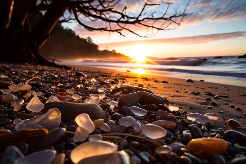 pr006 Seaglass Sunset - Photorealism Gallery