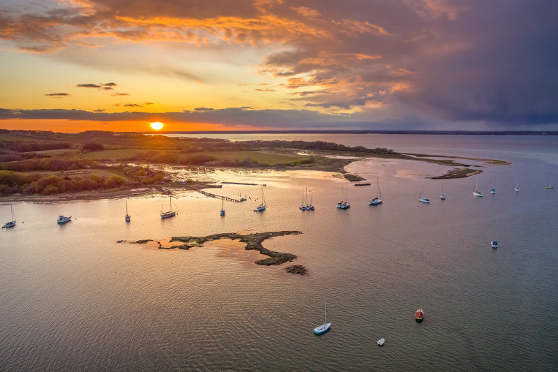z2907 Overlooking Newtown Creek at Sunset - 'Aerial Visions Photography' showing the beautiful IOW from the air