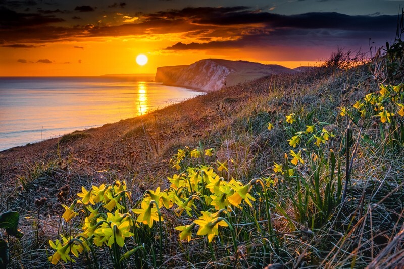 z4005 Sunset over Tennyson Down - Freshwater Bay to Colwell Bay inc the Needles