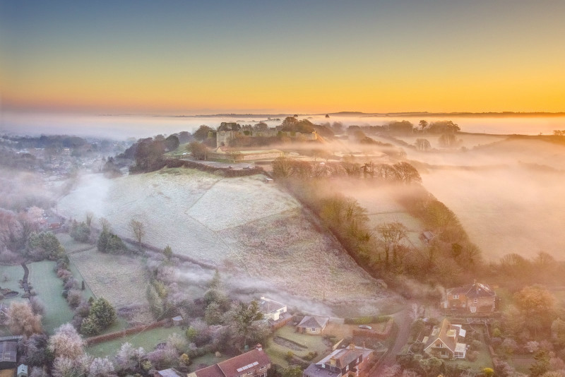 z2977 Morning Mist over Carisbrooke Castle - 'Aerial Visions Photography' showing the beautiful IOW from the air