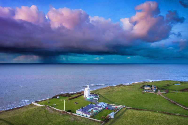 z2872 Purple Storm overlooking St Catherines Lighthouse - 'Aerial Visions Photography' showing the beautiful IOW from the air