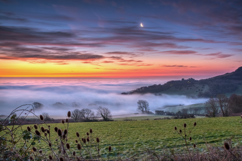 z3007 Dawn Mist over Luccombe - Sandown, Shanklin, Luccombe and Wroxall