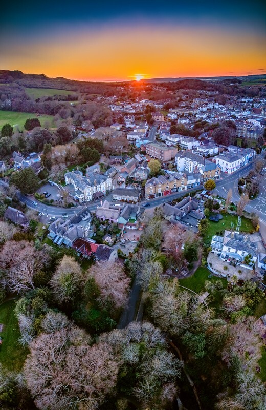 z3754 Evening Light over Shanklin Old Village - Sandown, Shanklin, Luccombe and Wroxall