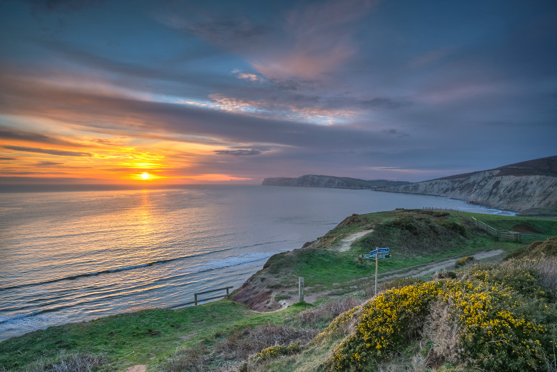 z3013 Winter Sunset, Compton bay - Blackgang to Compton inc Brighstone, Shorwell & West Wight