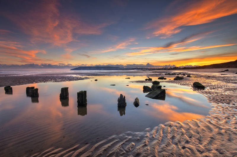z2282 Pools and Reflections, Yaverland Beach - Sandown, Shanklin, Luccombe and Wroxall
