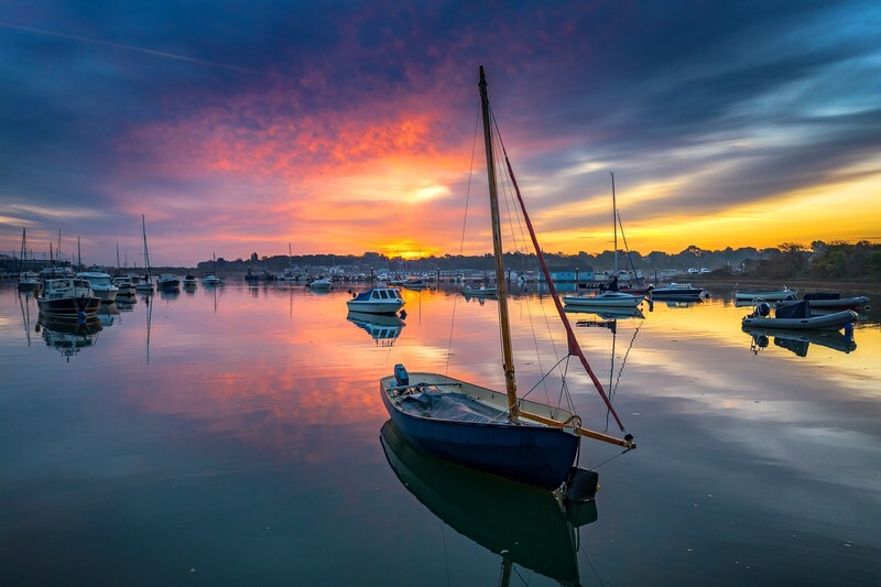 z4206 Sunrise Reflections Bembridge Harbour - Seaview to Bembridge, Whitecliff Bay and Brading